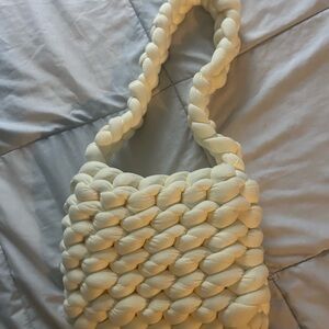 Chunky Knit Shoulder Bag - Cream
